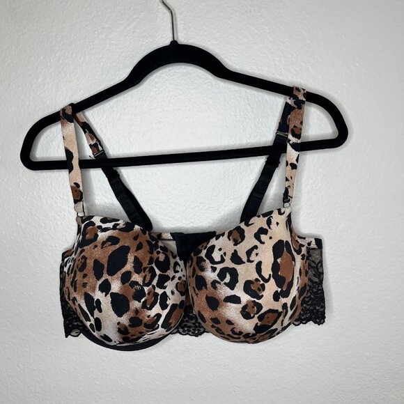 Cacique by Lane Bryant Womens Leopard Print Underwire balconette Bra 42DD - Picture 2 of 9